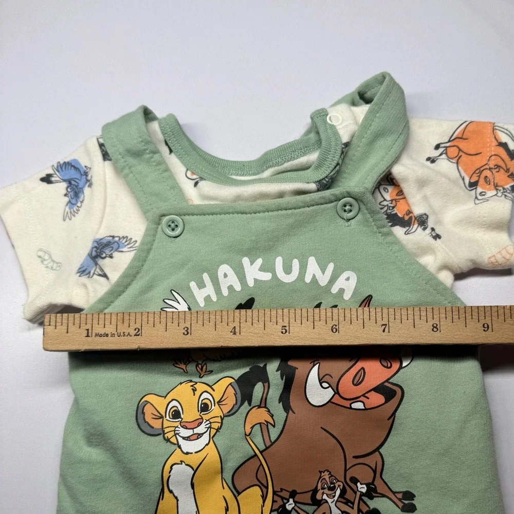 Disney Lion King Hakuna Matata Baby Overalls and Bodysuit Set Green 6-9 Months